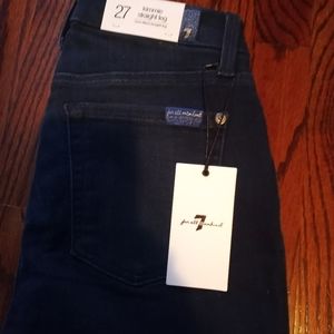 7 For All Man Kind straight leg jeans, blue/black. 98% cotton 2% spandex size 27